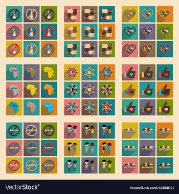 Concept of flat icons with long shadow no racism vector image