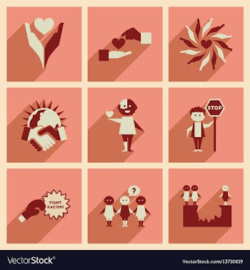 Concept of flat icons with long shadow no racism vector image