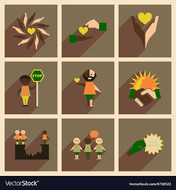 Concept of flat icons with long shadow no racism vector image