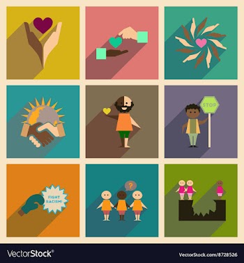 Concept of flat icons with long shadow no racism vector image