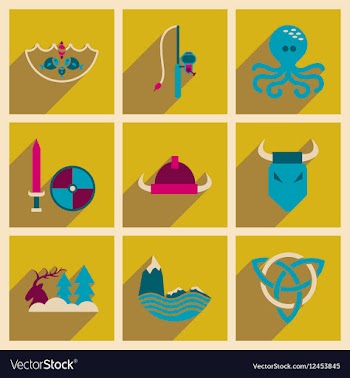 Concept of flat icons with long shadow Norse vector image
