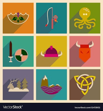 Concept of flat icons with long shadow Norse vector image