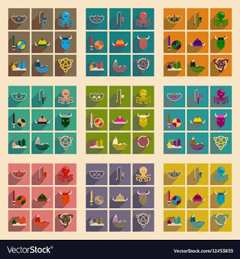 Concept of flat icons with long shadow Norse vector image