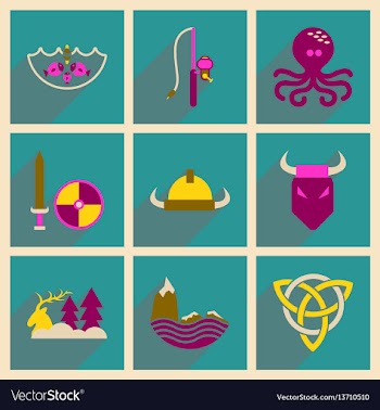 Concept of flat icons with long shadow norse vector image
