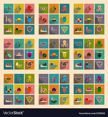 Concept of flat icons with long shadow norse vector image