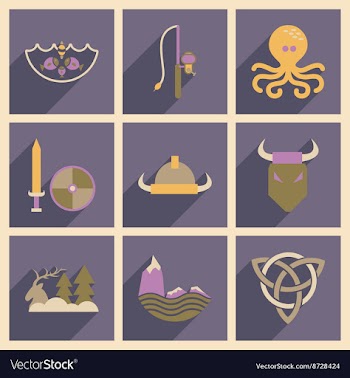 Concept of flat icons with long shadow Norse vector image