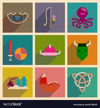 Concept of flat icons with long shadow Norse vector image