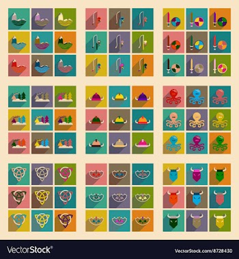 Concept of flat icons with long shadow Norse vector image