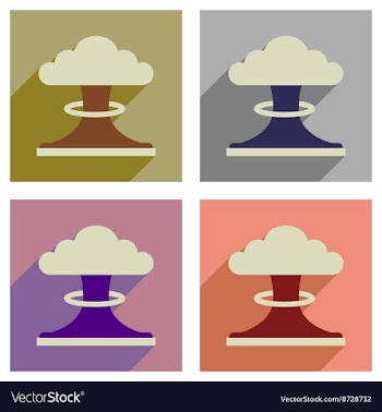 Concept of flat icons with long shadow nuclear vector image