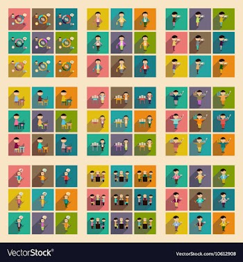 Concept of flat icons with long shadow office vector image