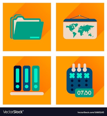 Concept of flat icons with long shadow office vector image