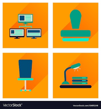 Concept of flat icons with long shadow office vector image