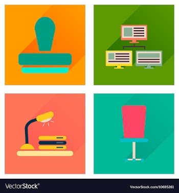 Concept of flat icons with long shadow office vector image