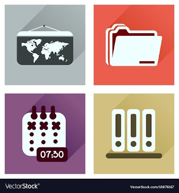 Concept of flat icons with long shadow office vector image