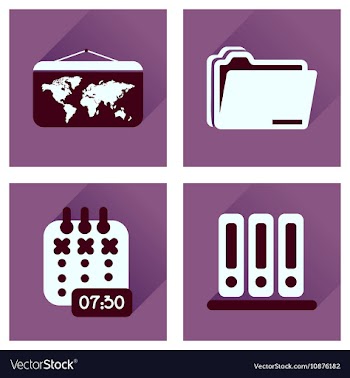 Concept of flat icons with long shadow office vector image