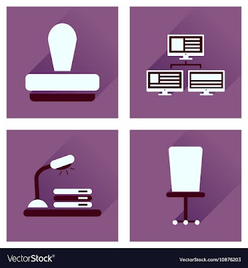 Concept of flat icons with long shadow office vector image