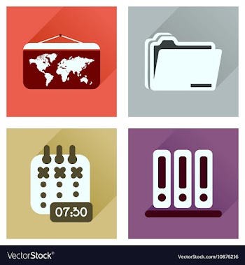 Concept of flat icons with long shadow office vector image