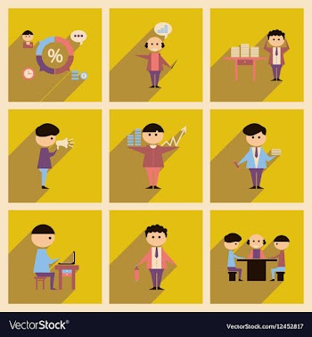 Concept of flat icons with long shadow office vector image