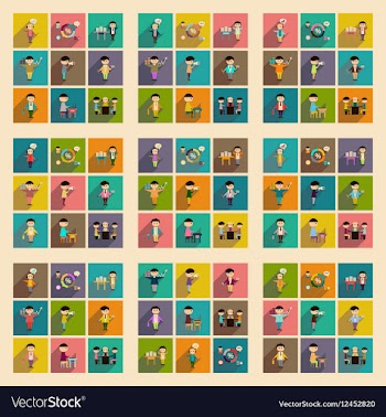 Concept of flat icons with long shadow office vector image