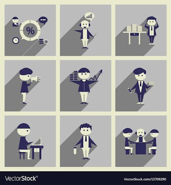 Concept of flat icons with long shadow office vector image
