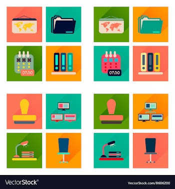 Concept of flat icons with long shadow office vector image