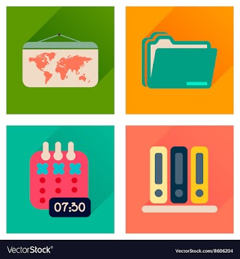 Concept of flat icons with long shadow office vector image