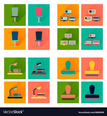 Concept of flat icons with long shadow office vector image