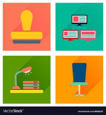 Concept of flat icons with long shadow office vector image
