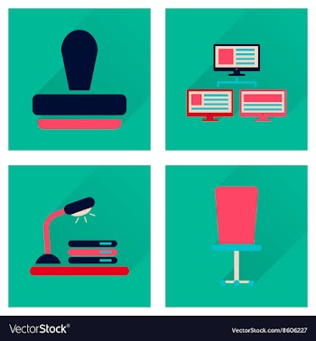 Concept of flat icons with long shadow office vector image