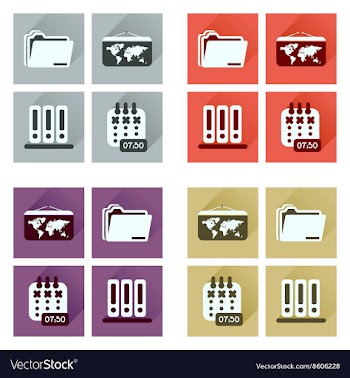 Concept of flat icons with long shadow office vector image