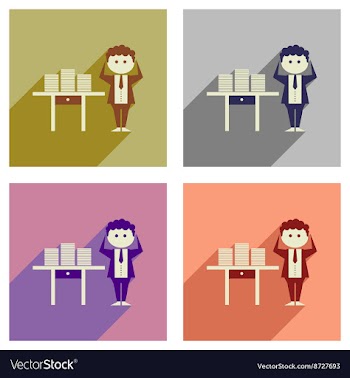 Concept of flat icons with long shadow office vector image