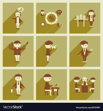 Concept of flat icons with long shadow office vector image