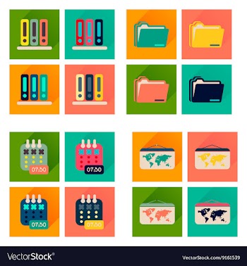 Concept of flat icons with long shadow office vector image