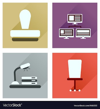 Concept of flat icons with long shadow office vector image