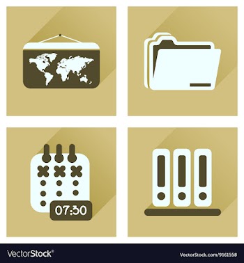 Concept of flat icons with long shadow office vector image