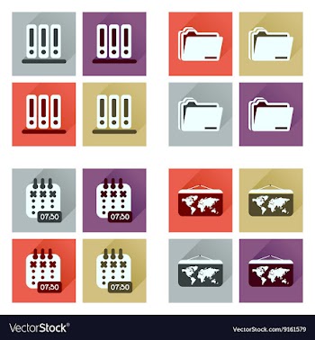Concept of flat icons with long shadow office vector image
