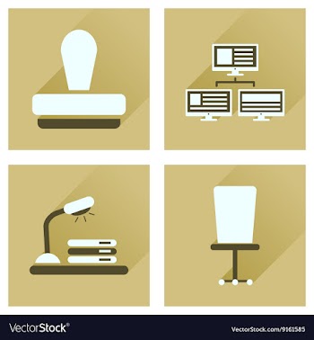 Concept of flat icons with long shadow office vector image