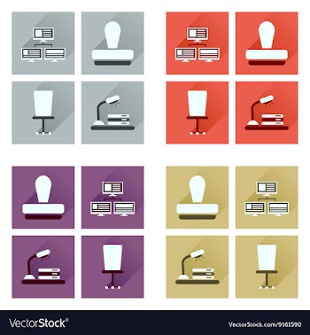 Concept of flat icons with long shadow office vector image