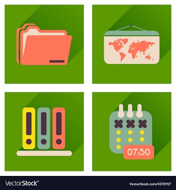 Concept of flat icons with long shadow office vector image