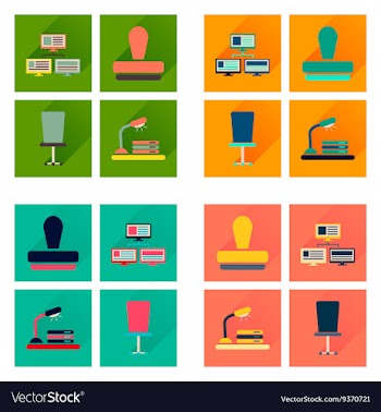 Concept of flat icons with long shadow office vector image