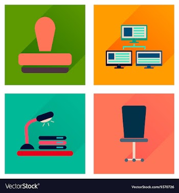 Concept of flat icons with long shadow office vector image