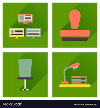 Concept of flat icons with long shadow office vector image