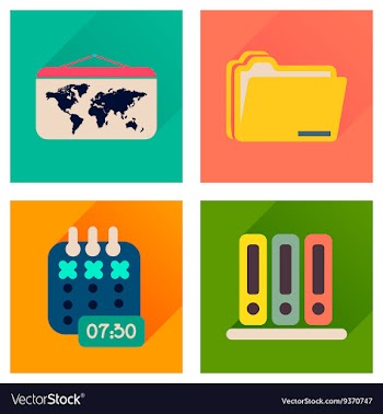 Concept of flat icons with long shadow office vector image