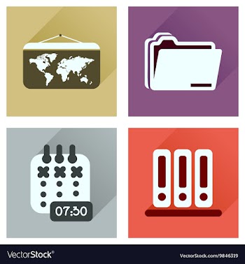 Concept of flat icons with long shadow office vector image