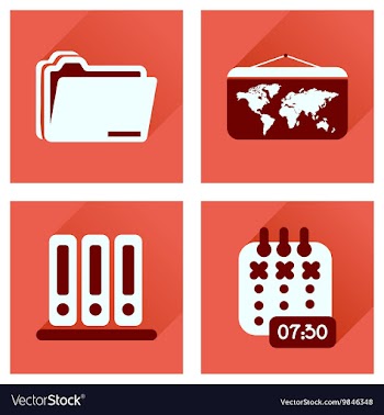 Concept of flat icons with long shadow office vector image