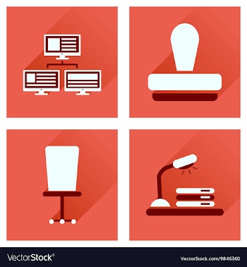 Concept of flat icons with long shadow office vector image