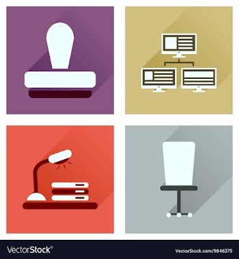 Concept of flat icons with long shadow office vector image