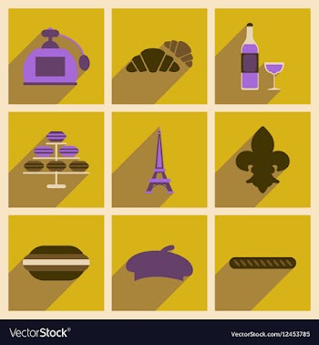 Concept of flat icons with long shadow Paris vector image