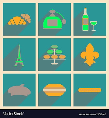 Concept of flat icons with long shadow paris vector image