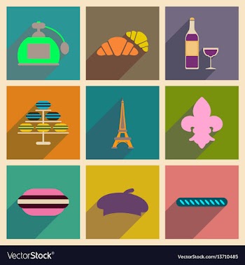 Concept of flat icons with long shadow paris vector image